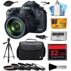 Canon EOS 5D Mark III 22.3 MP Full Frame CMOS Digital SLR Camera with EF 24-105mm f/4 L IS USM Lens with 32GB Memory + Large Case + Tripod + 5.