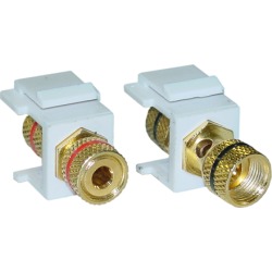 Cable Wholesale Banana Keystone Insert Female / Female Coupler Set of 2 (Red + Black) White