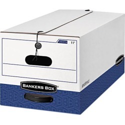 Bankers Box 00011 Liberty Max Strength Storage Box, Letter, 12 x 24 x 10, White/Blue, 12/Carton
