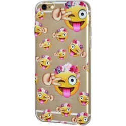 iPhone 6 Plus Case, Emoji Clear Desgin Printed Pattern Soft Skin Fit Clear Case for iPhone 6s Plus - Face With Stuck Out Tongue with Winking Eye