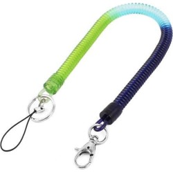 Metal Lobster Clasp Stretchy Coiled Lanyard Keyring Key Holder Multicolor 36cm