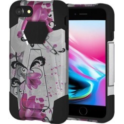 Amzer Dual Layer Designer Hybrid Case with Kickstand - Purple Lily for iPhone 8
