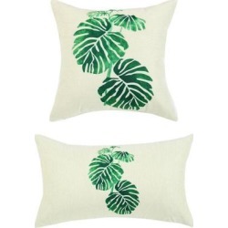 Pack of 2,Green Leaves Throw Pillow Cover, Pattern Cushion Cover Cotton Plant Pillow Case Square Pillow Protectors Home Decorative(12 x 20 Inch/30 x.