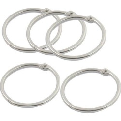 Unique Bargains 1.6' Dia Clip Closure Silver Tone Key Chain Keyring 5 Pcs