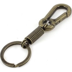 11cm Length Split Ring Spring Carabiner Hook Key Chain Keyring Bronze Tone