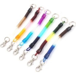 Bags Retractable Spiral Stretch Lanyard Wrist Coil Keyrings Key Chain 6pcs