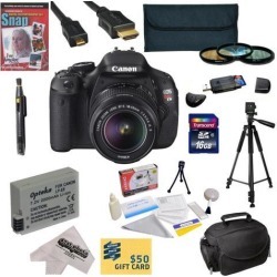 Canon EOS Rebel T3i 18.0 MP CMOS DSLR Camera with 18-135mm EF-S IS STM Lens with 16GB SDHC Card, Battery, Charger, 3 Piece Filter Kit, Gadget Bag.