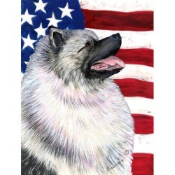 Carolines Treasures SS4051GF 11 x 15 in. USA American Flag with Keeshond Garden Size Flag