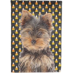 Candy Corn Halloween Yorkie Puppy / Yorkshire Terrier Flag Garden Size KJ1216GF