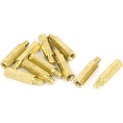 M4x20mm+6mm Male to Female Thread 0.7mm Pitch Brass Hex Standoff Spacer 10Pcs