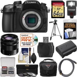 Panasonic Lumix DMC-GH4 4K Micro Four Thirds Digital Camera Body with 35-100mm Lens + 64GB Card + Case + Flash + Battery + Tripod + Filters Kit
