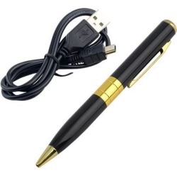 Mini HD USB DV Spy Camera Pen Recorder Hidden Security DVR Cam Video 724 x 480 black and gold