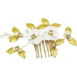 Bridal Wedding Rhinestones Slide Hair Comb Gold Leaves Hairpin Hair Jewelry