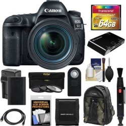 Canon EOS 5D Mark IV 4K Wi-Fi Digital SLR Camera & EF 24-70mm f/4L IS USM Lens with 64GB CF Card + Battery & Charger + Backpack + 3 Filters + Kit