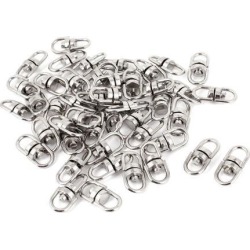 45 Pcs Silver Tone Metal Double Ended Swivel Key Ring Clasp Clip Connectors