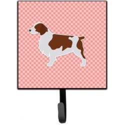 Welsh Springer Spaniel Checkerboard Pink Leash or Key Holder BB3600SH4