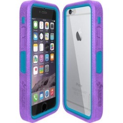 Amzer CRUSTA Rugged Case Purple on Blue Shell Tempered Glass with Holster for iPhone 6 Plus