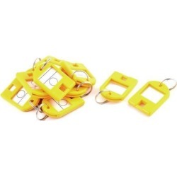 Plastic ID Label Name Tag Metal Split Ring Key Fobs Luggage Keyring Yellow 10pcs