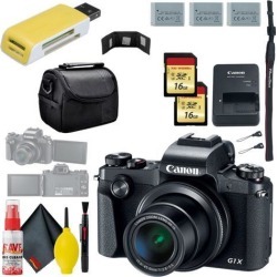 Canon PowerShot G1 X Mark III Digital Camera & 16GB MicroSD x2 & Carrying Case & Battery x2