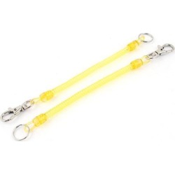 Unique Bargains 2Pcs Lobster Clasp Stretchy Spring Coil Keychain Keyring Key Holder Yellow