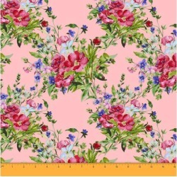 Soimoi Floral Printed Sewing Material 58 Inches Wide Cotton Poplin Fabric Supplies By The Meter-Baby Pink