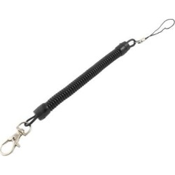 Unique Bargains Black Plastic Flexible Spring Stretchy Coil Cord Keychain Strap Key Holder