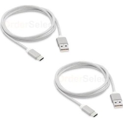 2X Micro USB Nylon Braided USB A to B Charger Data Cable Cord (U2A1-MCB-02SLV)