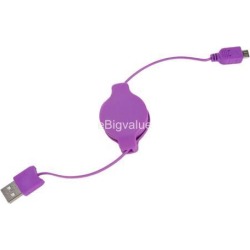 Purple Micro USB Charge Connector and Retractable Sync Cable For Phone & tablet
