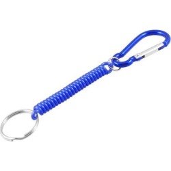 Unique Bargains Unique Bargains Carabiner Hook Blue Spring Elastic Coil Keychain Key Chain Strap Rope 5.1'