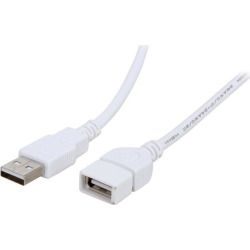 C2G 19018 USB Extension Cable - USB 2.0 A Male to A Female Extension Cable, White (6.6 Feet, 2 Meters)