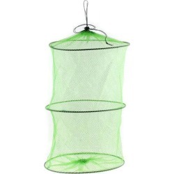 Unique Bargains 0.2 Folded Nylon Plastic Foldable Fishing Landing Net Fish Keepnet Cage for Fishermen Shrimp Green