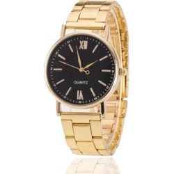 Alloy Quartz Watch Fashionable Roman Numerals Dial Wrist Watch black