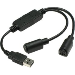 USB PS/2 adapter. Connects your PS/2 mouse and/or keyboard through USB connection on your computer