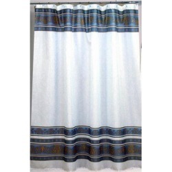 Carnation Home Fashions Fleur Fabric Shower Curtain in Slate