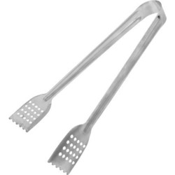 Unique Bargains Hole Head Design Sliver Tone Stainless Steel Food Tong