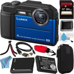 Panasonic Lumix DC-TS7 DC-TS7A Digital Camera (Blue) + DMW-BLC13 Lithium Ion Battery + 64GB SDHC Card + Small Case + Deluxe Cleaning Kit + Micro HDMI