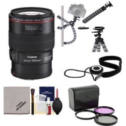 Canon EF 100mm f/2.8 L IS Macro USM Lens with 3 Piece Filters + Accessory Kit