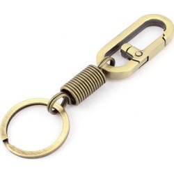 Portable Bronze Tone Metal Spring Coil Keyring Key Chain Clasp Hook