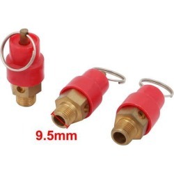 3Pcs Air Compressor 0.37" Thread Metal Safety Pressure Relief Valve Red