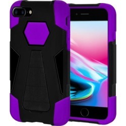 Amzer Dual Layer Hybrid KickStand Case - Black/ Purple for iPhone 8 Plus