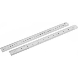 Dual Sides Metal 30cm 12 Inches Metric Straight Ruler Measurement Tool 2pcs
