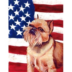 Carolines Treasures LH9023GF 11 x 15 in. USA American Flag with Brussels Griffon Garden Size Flag