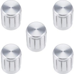 5Pcs 13x 17mm Aluminium Alloy Potentiometer Volume Control Rotary Knob Knurled Shaft Hole Silver Tone