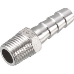 Stainless Steel Barb Hose Fitting Connector 10mm Barbed X G1/4 Male Pipe 2pcs