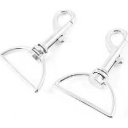 2 Pcs 1.5' Dia Silver Tone Metal D Ring Swivel Hook Keyring Key Chain