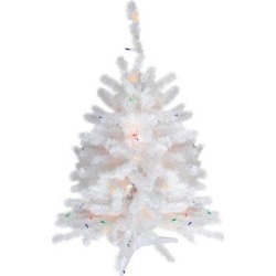 1.5' Pre-Lit Frosted Artificial Christmas Tree - Multicolor Lights