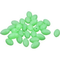30 Pcs 5mm Luminous Oval Shaped Green Hard Plastic Beads for Fishing