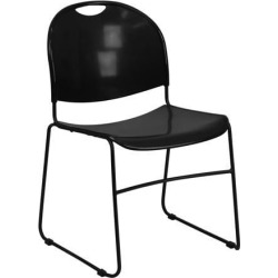 HERCULES Series 880 lb. Capacity Black Ultra-Compact Stack Chair with Black Frame