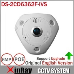 Hikvision 6MP Fish-Eye IP Camera DS-2CD6362F-IVS CCTV POE IR Outdoor Camera With Built in Mic & Speaker 360 PTZ View Vandal-proof