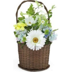 14.5' Blue and White Silk Mixed Flower Artificial Spring Floral Arrangement in Basket